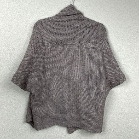 Ann Taylor Knit Cardigan Soft Alpaca Wool Open Front Short Sleeve Neutral Taupe - Picture 8 of 9